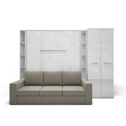 Maxima House Vertical Queen size Murphy Bed Invento with a Sofa, two Cabinets and Wardrobe