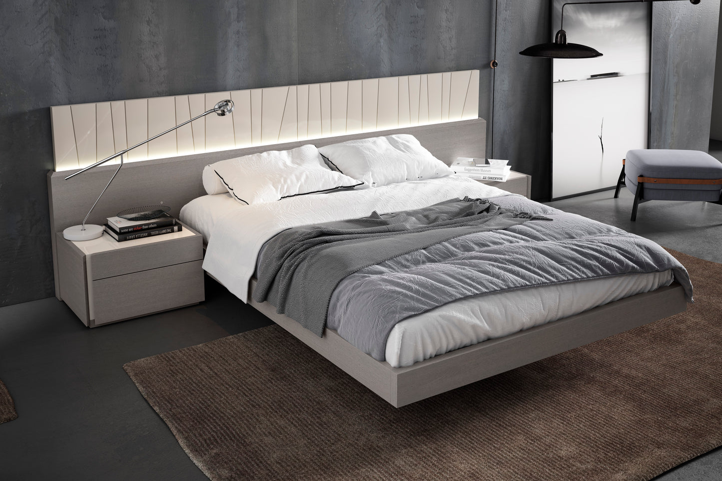 J&M Furniture Porto Queen Size Bed in Grey