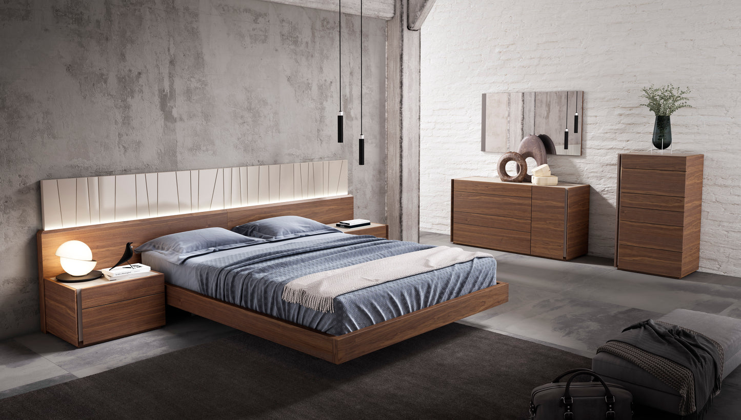 J&M Furniture Porto Queen Size Bed in Walnut