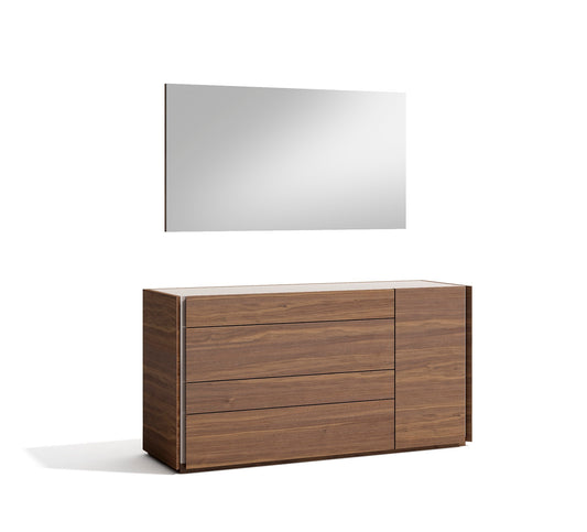 J&M Furniture Porto Mirror in Walnut