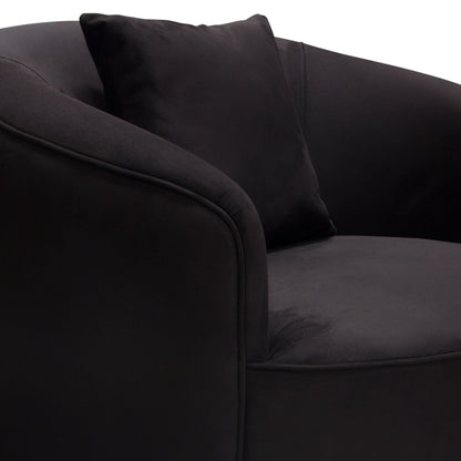 Raven Chair in Black Suede Velvet w/ Brushed Gold Accent Trim by Diamond Sofa