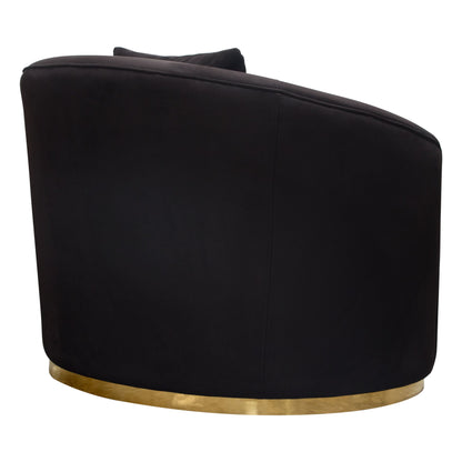 Raven Chair in Black Suede Velvet w/ Brushed Gold Accent Trim by Diamond Sofa