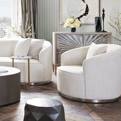 Raven Chair in Light Cream Fabric w/ Brushed Silver Accent Trim by Diamond Sofa