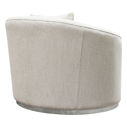 Raven Chair in Light Cream Fabric w/ Brushed Silver Accent Trim by Diamond Sofa