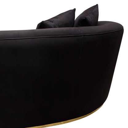 Raven Sofa in Black Suede Velvet w/ Brushed Gold Accent Trim by Diamond Sofa