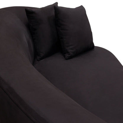 Raven Sofa in Black Suede Velvet w/ Brushed Gold Accent Trim by Diamond Sofa