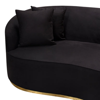 Raven Sofa in Black Suede Velvet w/ Brushed Gold Accent Trim by Diamond Sofa