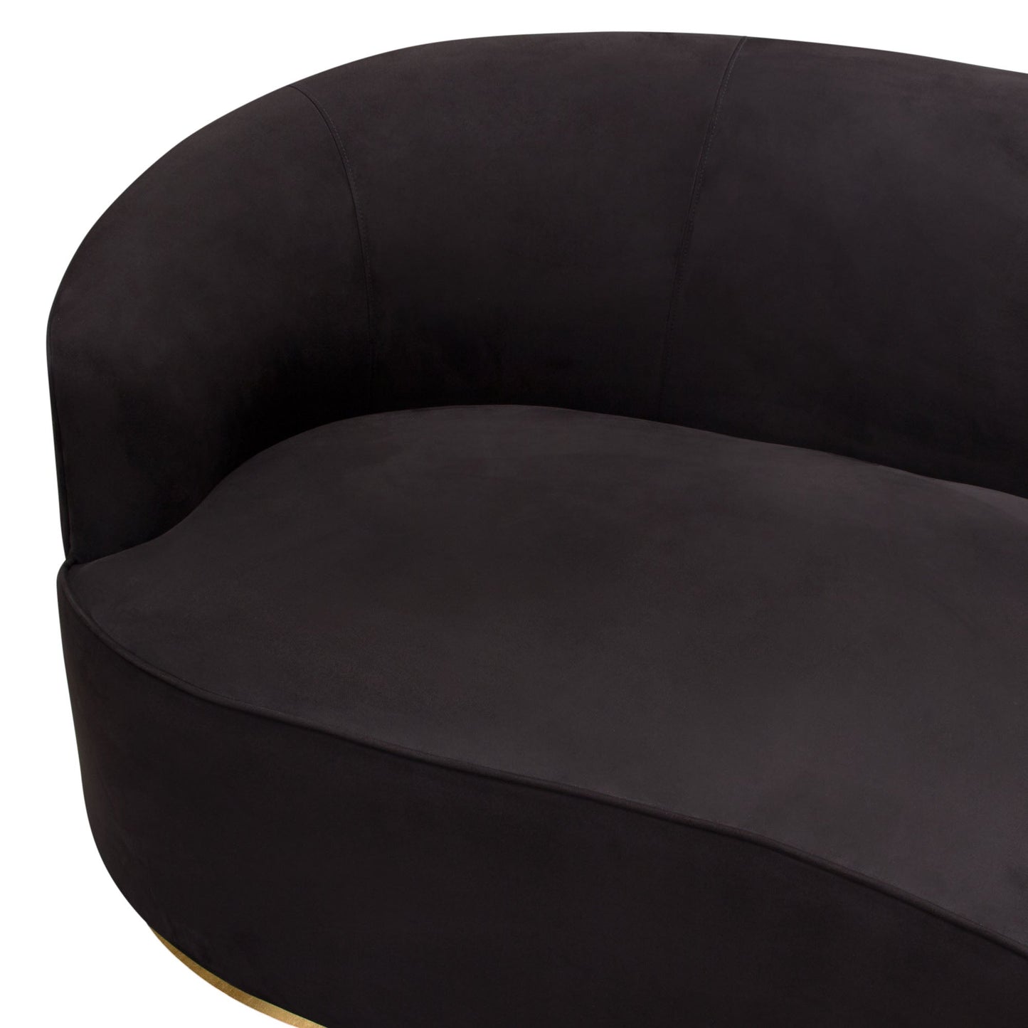 Raven Sofa in Black Suede Velvet w/ Brushed Gold Accent Trim by Diamond Sofa