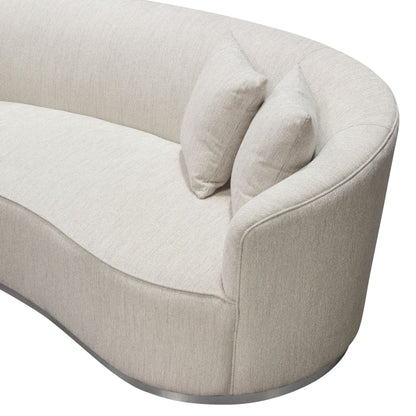 Raven Sofa in Light Cream Fabric w/ Brushed Silver Accent Trim by Diamond Sofa