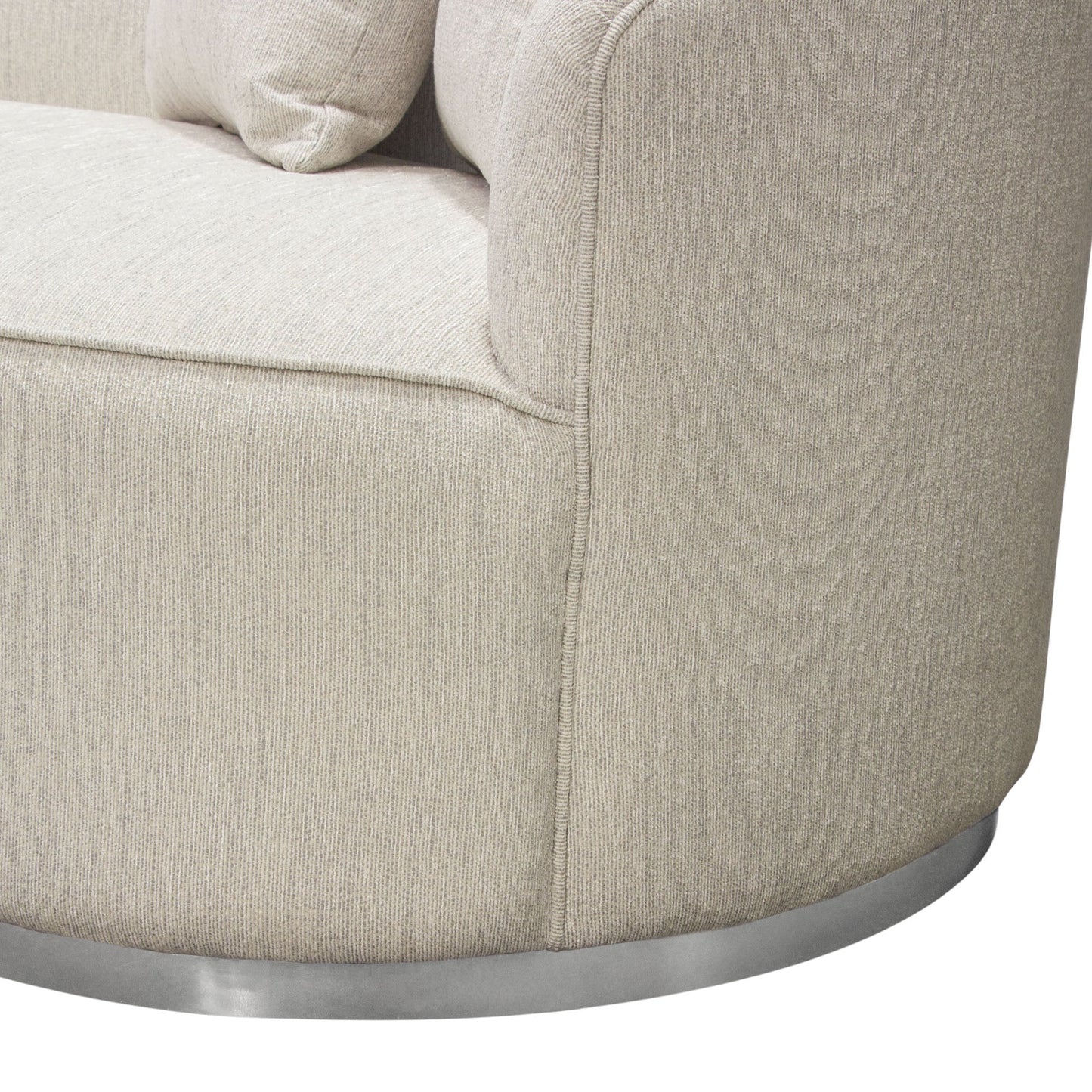 Raven Sofa in Light Cream Fabric w/ Brushed Silver Accent Trim by Diamond Sofa