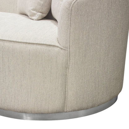 Raven Sofa in Light Cream Fabric w/ Brushed Silver Accent Trim by Diamond Sofa
