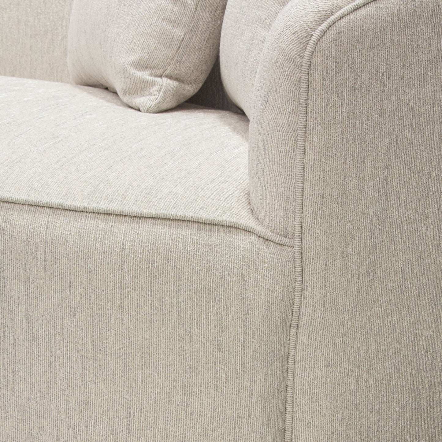 Raven Sofa in Light Cream Fabric w/ Brushed Silver Accent Trim by Diamond Sofa