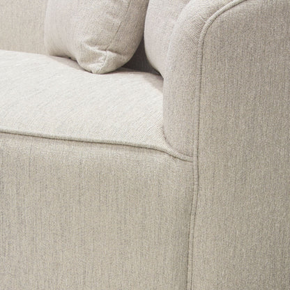 Raven Sofa in Light Cream Fabric w/ Brushed Silver Accent Trim by Diamond Sofa