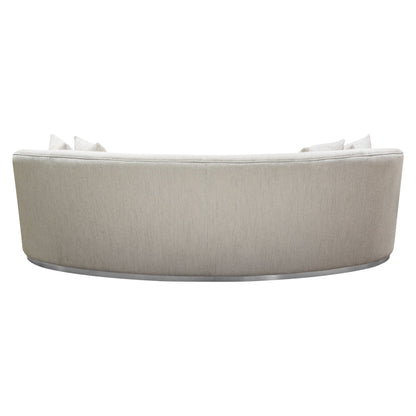 Raven Sofa in Light Cream Fabric w/ Brushed Silver Accent Trim by Diamond Sofa