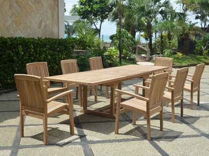 Anderson Teak Bahama Stackable Sahara 9-Pieces Rectangular Dining Set A