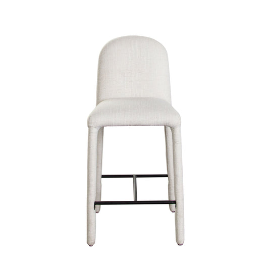 Roan Counter Height Chair in Ivory Polyester Fabric w/ Black Metal Supports by Diamond Sofa