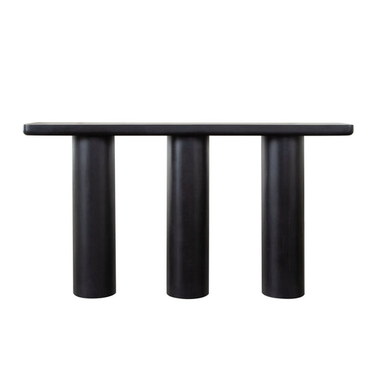 Rune 60" Console Table with Acacia Wood Top & Iron Leg Base in Black Finish by Diamond Sofa