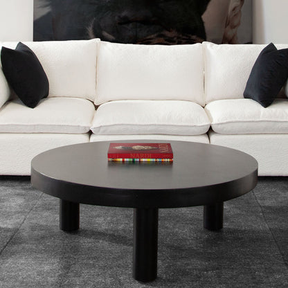 Rune 42" Round Cocktail Table w/ Solid Acacia Wood Top & Iron Leg Base in Black Finish by Diamond Sofa