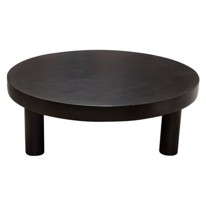 Rune 42" Round Cocktail Table w/ Solid Acacia Wood Top & Iron Leg Base in Black Finish by Diamond Sofa