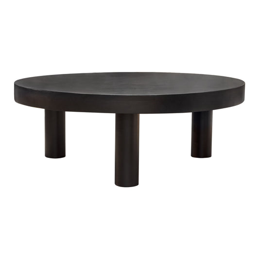 Rune 42" Round Cocktail Table w/ Solid Acacia Wood Top & Iron Leg Base in Black Finish by Diamond Sofa