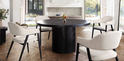 Rune 54" Round Dining Table w/ Solid Acacia Wood Top & Iron Pedestal Base in Black Finish by Diamond Sofa