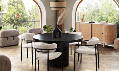 Rune 54" Round Dining Table w/ Solid Acacia Wood Top & Iron Pedestal Base in Black Finish by Diamond Sofa