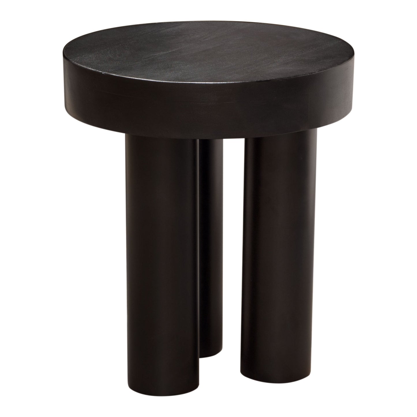 Rune 16" Round End/Accent Table w/ Solid Acacia Wood Top & Iron Leg Base in Black Finish by Diamond Sofa