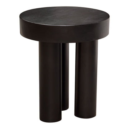 Rune 16" Round End/Accent Table w/ Solid Acacia Wood Top & Iron Leg Base in Black Finish by Diamond Sofa