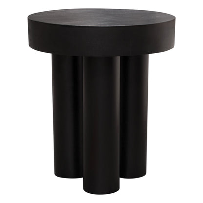 Rune 16" Round End/Accent Table w/ Solid Acacia Wood Top & Iron Leg Base in Black Finish by Diamond Sofa