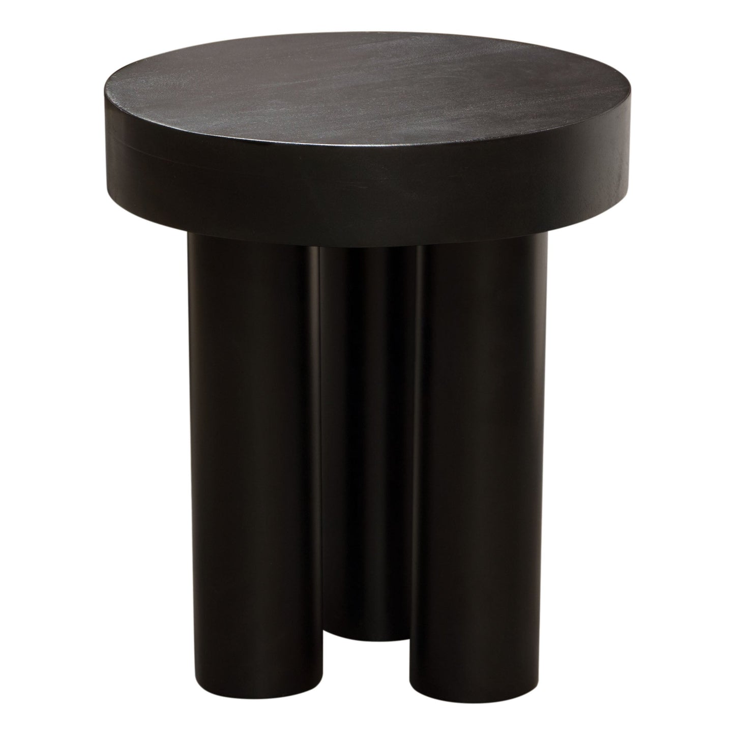 Rune 16" Round End/Accent Table w/ Solid Acacia Wood Top & Iron Leg Base in Black Finish by Diamond Sofa