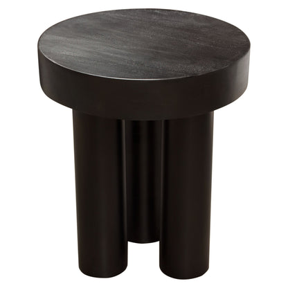 Rune 16" Round End/Accent Table w/ Solid Acacia Wood Top & Iron Leg Base in Black Finish by Diamond Sofa