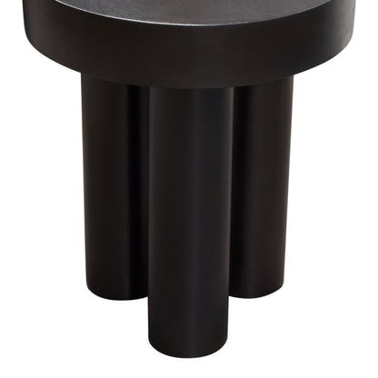 Rune 16" Round End/Accent Table w/ Solid Acacia Wood Top & Iron Leg Base in Black Finish by Diamond Sofa