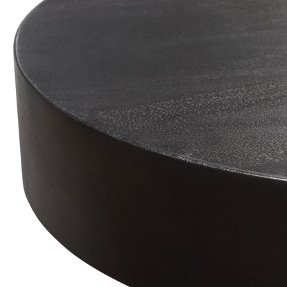 Rune 16" Round End/Accent Table w/ Solid Acacia Wood Top & Iron Leg Base in Black Finish by Diamond Sofa