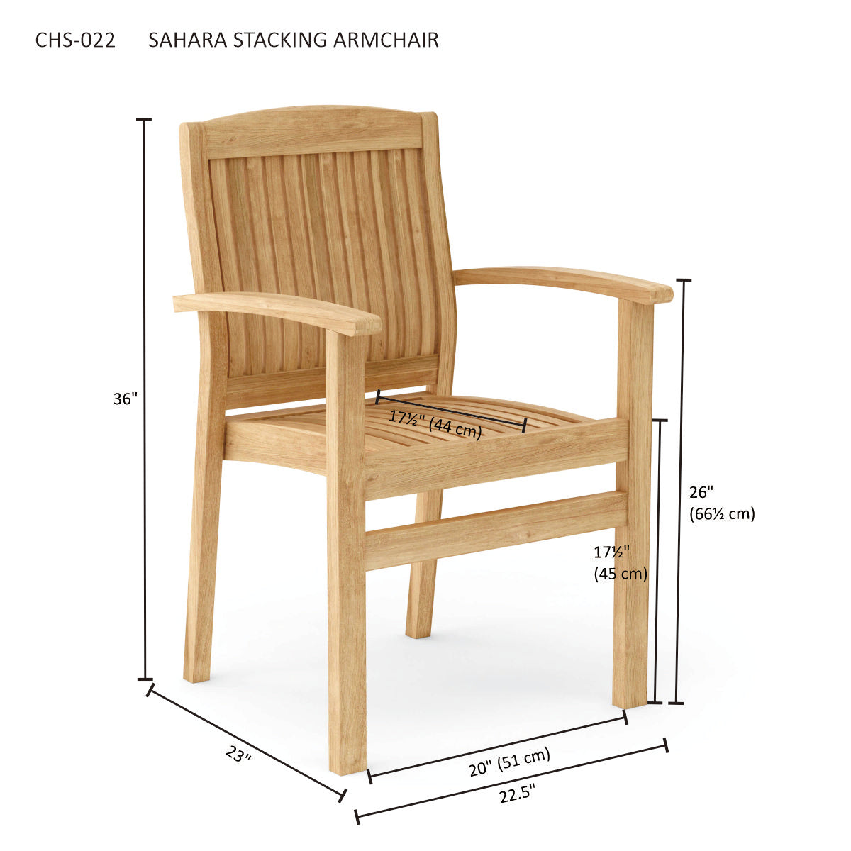 Anderson Teak Sahara Stackable Dining Armchair