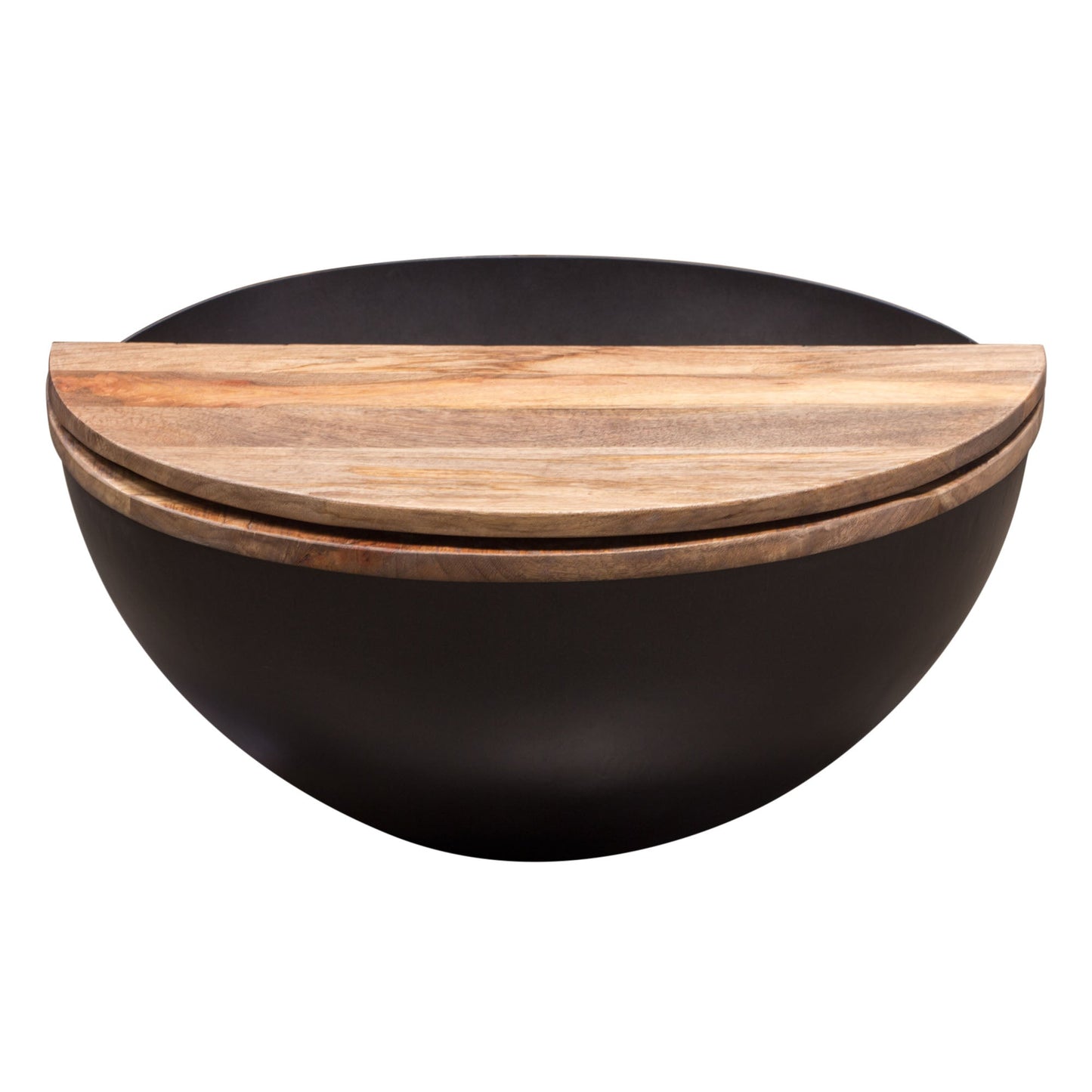 Salem Round Drum Storage Cocktail Table w/ Natural Mango Wood Top & Metal Base by Diamond Sofa