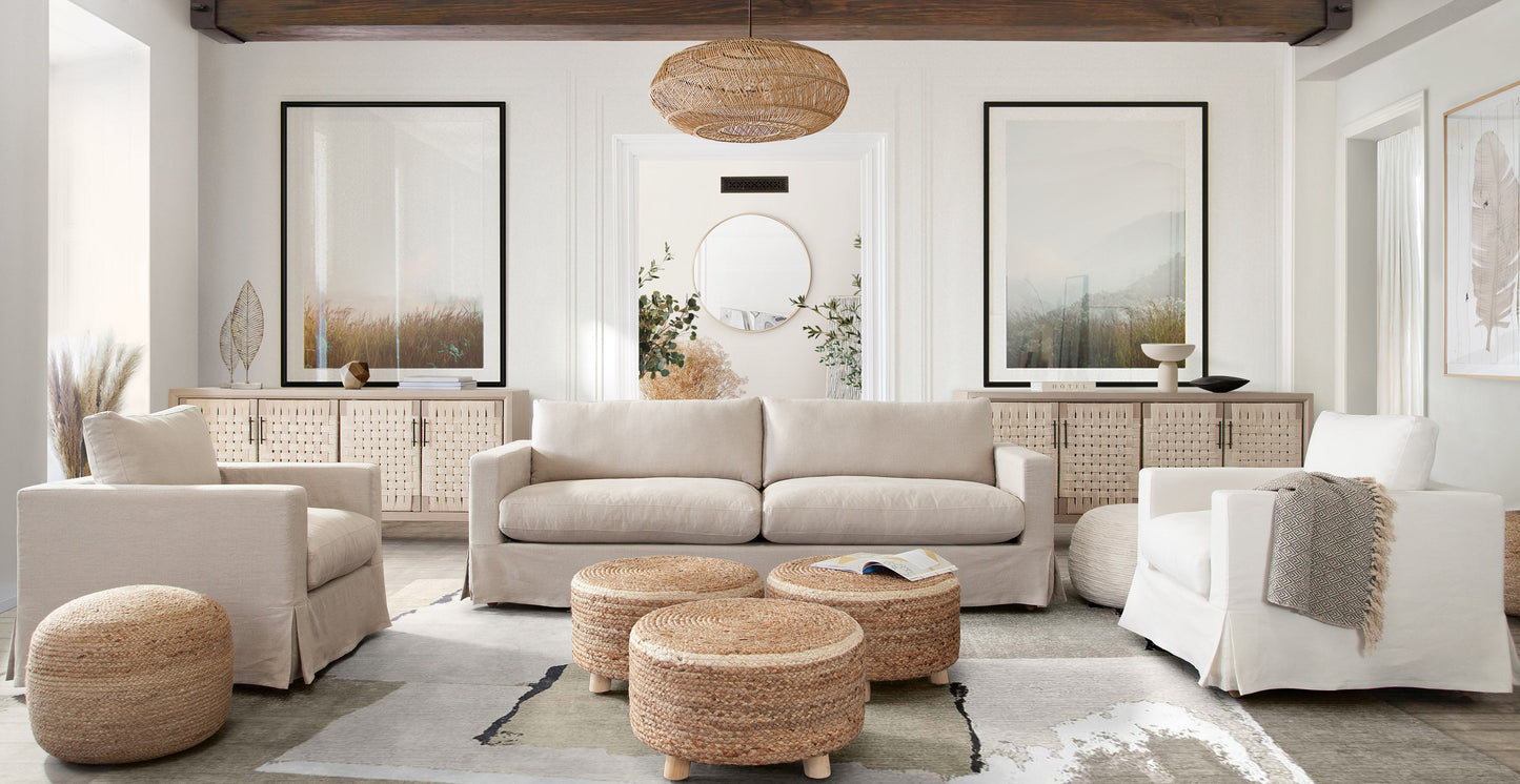 Savannah Slip-Cover Sofa in Sand Natural Linen by Diamond Sofa