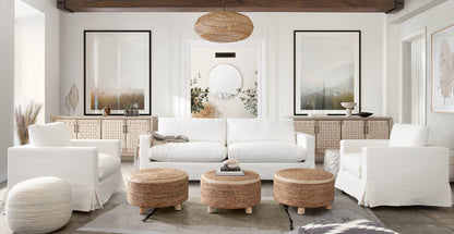 Savannah Slip-Cover Sofa in White Natural Linen by Diamond Sofa