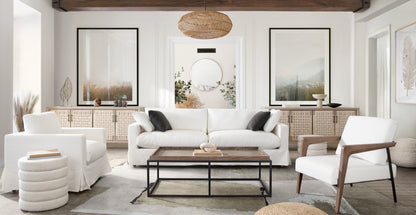 Savannah Slip-Cover Sofa in White Natural Linen by Diamond Sofa