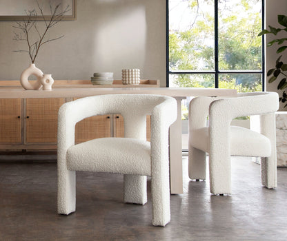 Scout Dining/Accent Chair in Ivory Boucle Fabric by Diamond Sofa