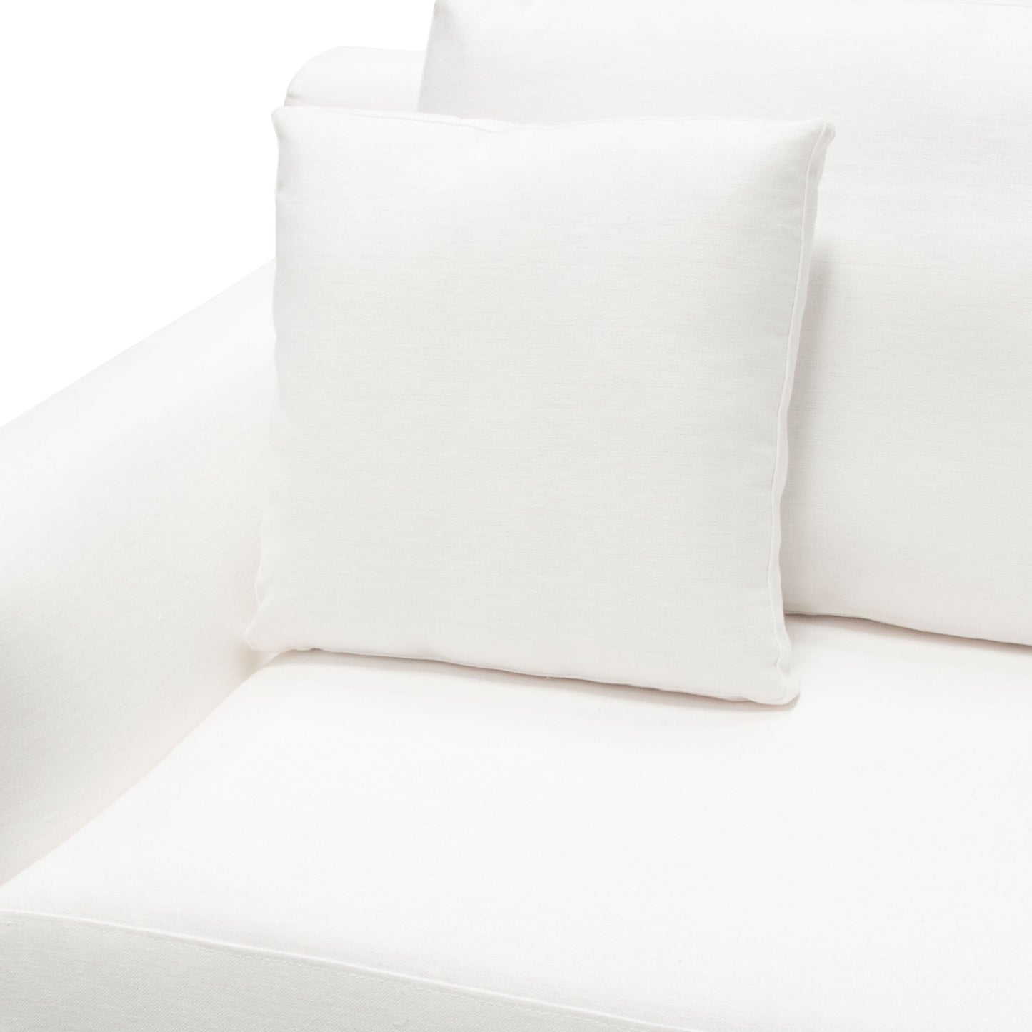 Seattle Loose Back Loveseat in White Linen w/ Polished Silver Metal Leg by Diamond Sofa
