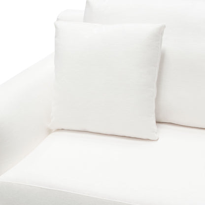 Seattle Loose Back Loveseat in White Linen w/ Polished Silver Metal Leg by Diamond Sofa