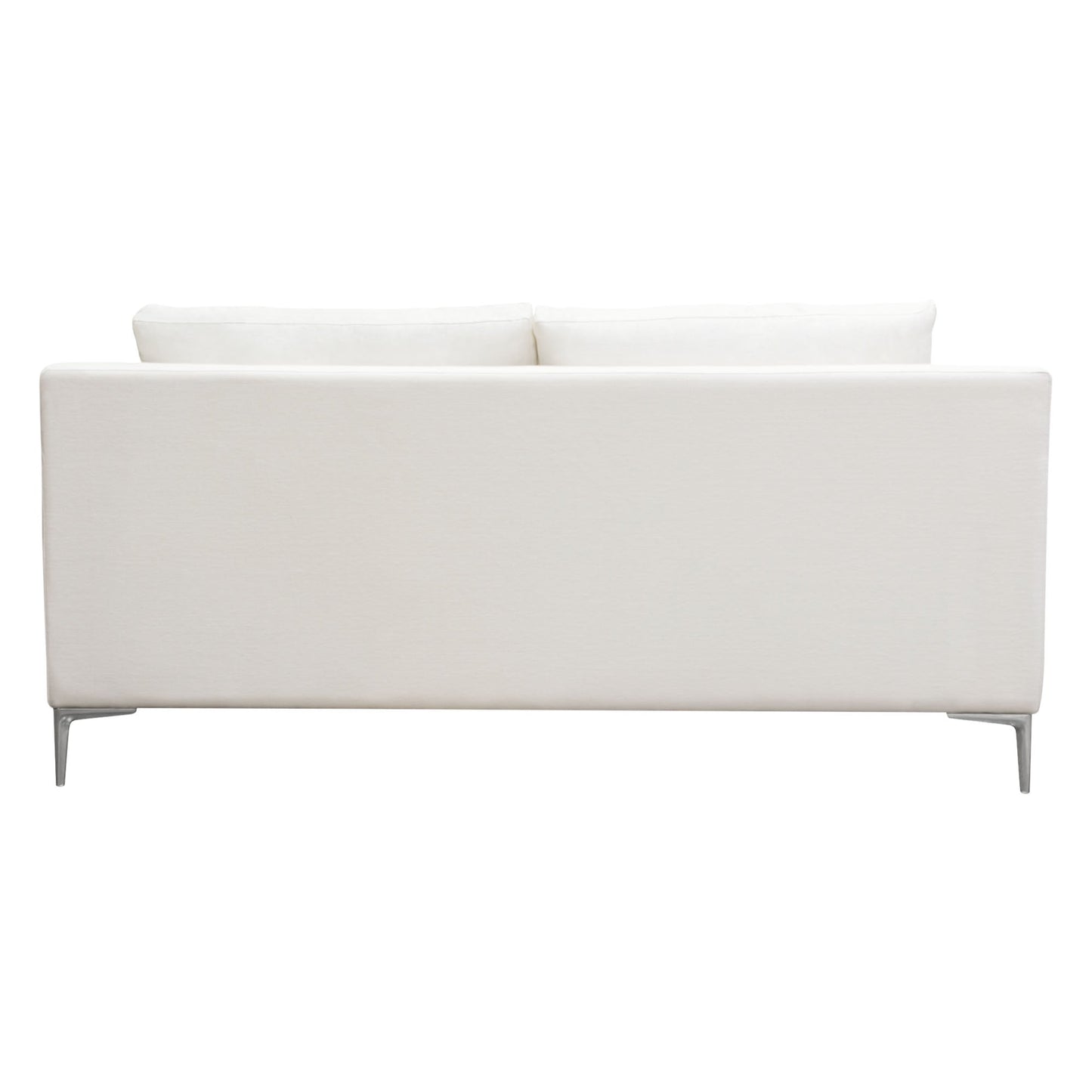 Seattle Loose Back Loveseat in White Linen w/ Polished Silver Metal Leg by Diamond Sofa