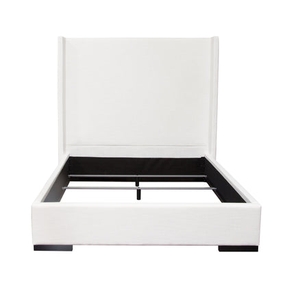 Seattle Queen Bed with Vintage Wing in White Linen by Diamond Sofa