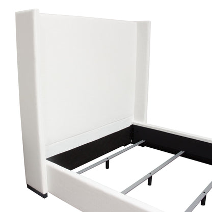 Seattle Queen Bed with Vintage Wing in White Linen by Diamond Sofa