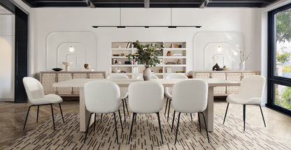 Session 2-Pack Dining Chair in Ivory Boucle w/ Black Powder Coat Metal Leg by Diamond Sofa