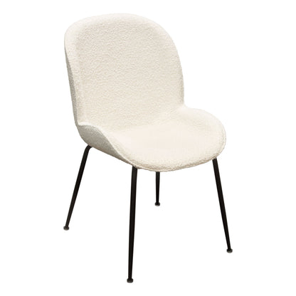 Session 2-Pack Dining Chair in Ivory Boucle w/ Black Powder Coat Metal Leg by Diamond Sofa