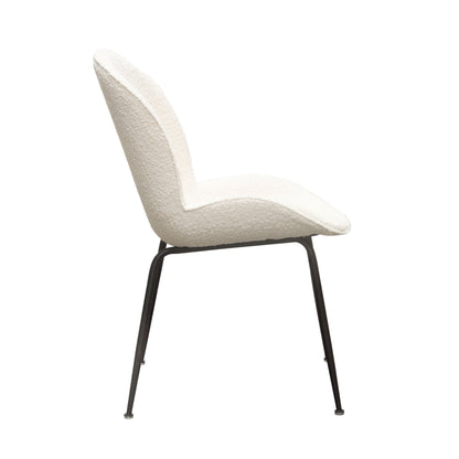 Session 2-Pack Dining Chair in Ivory Boucle w/ Black Powder Coat Metal Leg by Diamond Sofa