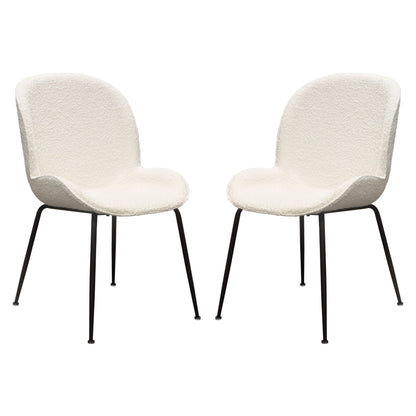 Session 2-Pack Dining Chair in Ivory Boucle w/ Black Powder Coat Metal Leg by Diamond Sofa