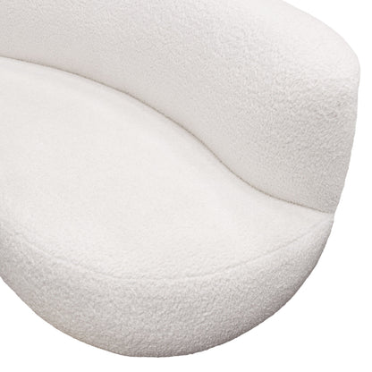 Simone Curved Sofa in White Faux Sheepskin Fabric by Diamond Sofa