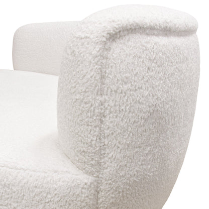 Simone Curved Sofa in White Faux Sheepskin Fabric by Diamond Sofa